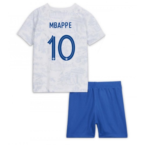Fotbalové Dres Francie Kylian Mbappe #10 Dětské Venkovní MS 2022 Krátký Rukáv (+ trenýrky)